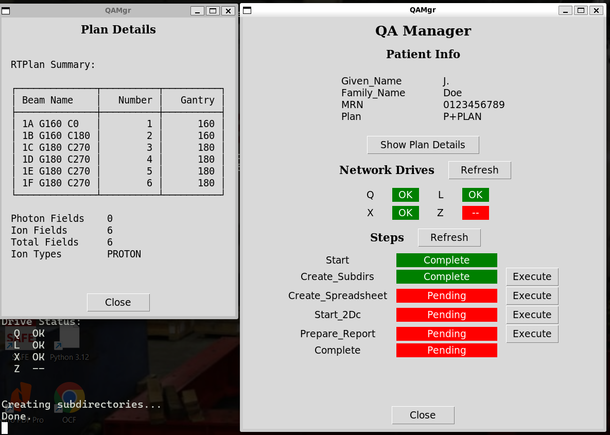 Screenshot of QAMgr Graphical Interface